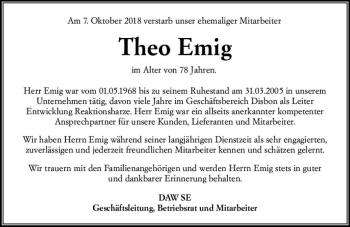 Traueranzeige von Theo Emig von vrm-trauer