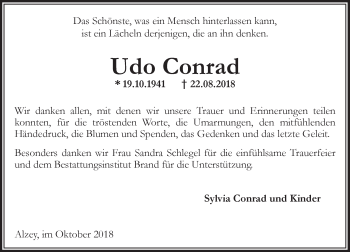 Traueranzeige von Udo Conrad von vrm-trauer