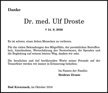 Traueranzeige von Ulf Droste von vrm-trauer