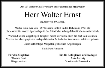 Traueranzeige von Walter Ernst von  Usinger Anzeiger
