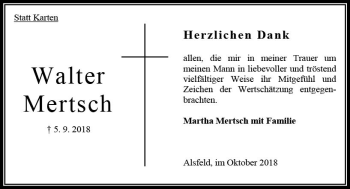 Traueranzeige von Walter Mertsch von VRM Trauer