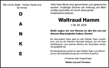 Traueranzeige von Waltraud Hamm von vrm-trauer