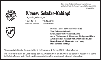 Traueranzeige von Werner Schulze-Kahleyß von vrm-trauer