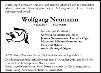 Traueranzeige von Wolfgang Neumann von vrm-trauer