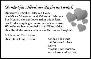 Traueranzeige von Albert Bausum von  Kreisanzeiger