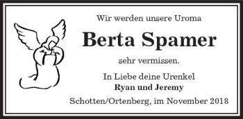 Traueranzeige von Berta Spamer von  Kreisanzeiger