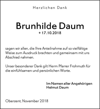 Traueranzeige von Brunhilde Daum von vrm-trauer