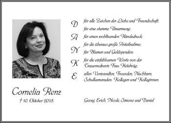 Traueranzeige von Cornelia Renz von vrm-trauer