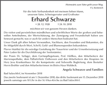 Traueranzeige von Erhard Schwarze von VRM Trauer