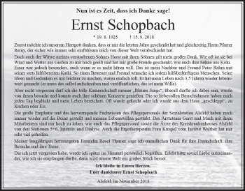 Traueranzeige von Ernst Schopbach von VRM Trauer