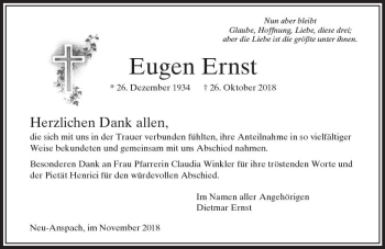 Traueranzeige von Eugen Ernst von  Usinger Anzeiger