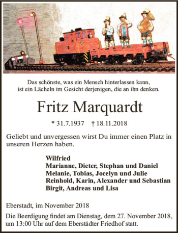 Traueranzeige von Fritz Marquardt von vrm-trauer