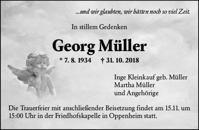 Traueranzeige für Georg Müller vom 14.11.2018 aus vrm-trauer