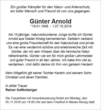 Traueranzeige von Günter Arnold von vrm-trauer