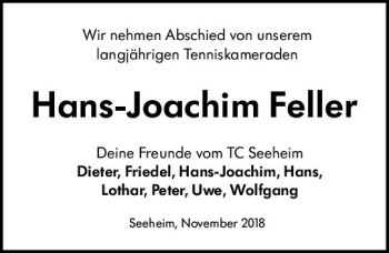 Traueranzeige von Hans-Joachim Feller von vrm-trauer