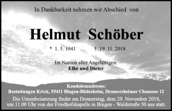 Traueranzeige von Helmut Schöber von vrm-trauer