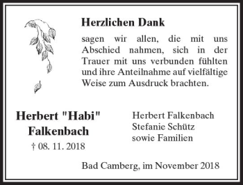 Traueranzeige von Herbert Falkenbach von  Camberger Anzeiger