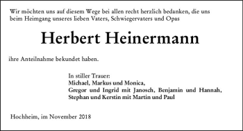 Traueranzeige von Herbert Heinermann von vrm-trauer