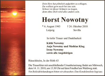 Traueranzeige von Horst Nowotny von vrm-trauer
