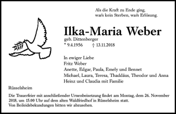 Traueranzeige von Ilka-Maria Weber von vrm-trauer