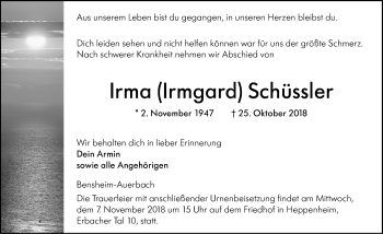 Traueranzeige von Irma Schüssler von vrm-trauer