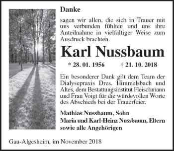 Traueranzeige von Karl Nussbaum von vrm-trauer