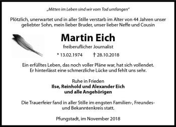Traueranzeige von Martin Eich von vrm-trauer