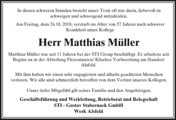 Traueranzeige von Matthias Müller von VRM Trauer