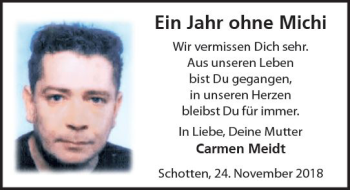 Traueranzeige von Michi  von  Kreisanzeiger