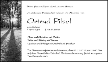 Traueranzeige von Ortrud Pilsel von vrm-trauer