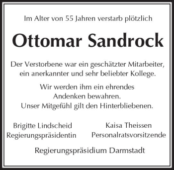 Traueranzeige von Ottomar Sandrock von vrm-trauer
