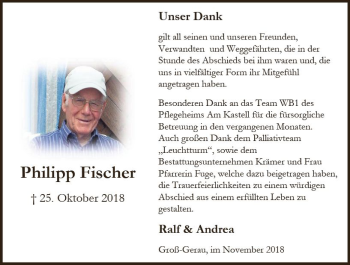 Traueranzeige von Philipp Fischer von vrm-trauer