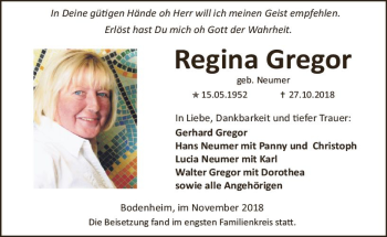 Traueranzeige von Regina Gregor von vrm-trauer