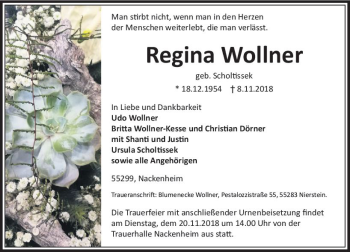 Traueranzeige von Regina Wollner von vrm-trauer