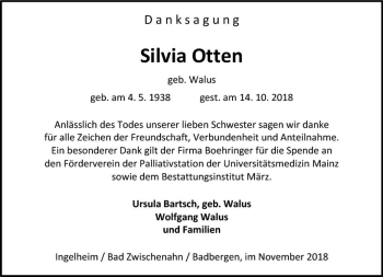 Traueranzeige von Silvia Otten von vrm-trauer