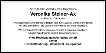 Traueranzeige von Veronika Steiner-Ax von  Usinger Anzeiger