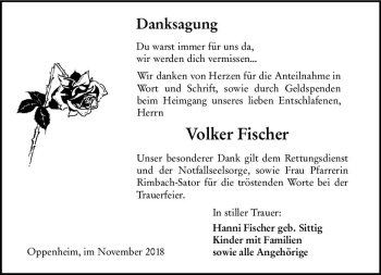 Traueranzeige von Volker Fischer von vrm-trauer