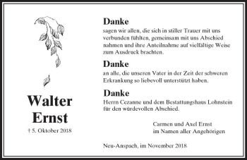 Traueranzeige von Walter Ernst von  Usinger Anzeiger