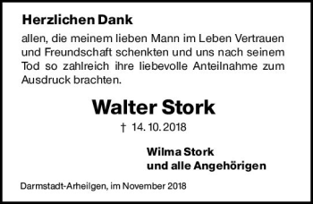 Traueranzeige von Walter Stork von vrm-trauer