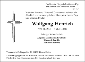 Traueranzeige von Wolfgang Henrich von vrm-trauer
