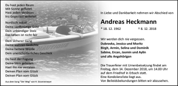 Traueranzeige von Andreas Heckmann von vrm-trauer