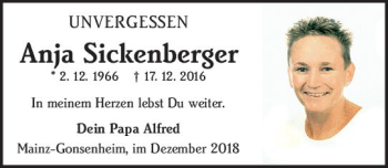 Traueranzeige von Anja Sickenberger von vrm-trauer