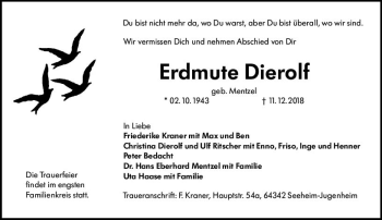 Traueranzeige von Erdmute Dierolf von vrm-trauer