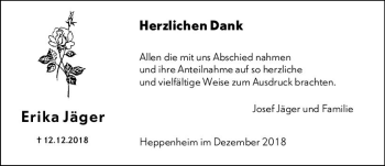 Traueranzeige von Erika Jäger von vrm-trauer