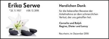 Traueranzeige von Erika Serwe von vrm-trauer
