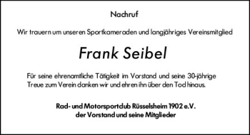 Traueranzeige von Frank Seibel von vrm-trauer