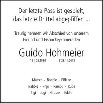 Traueranzeige von Guido Hohmeier von VRM Trauer