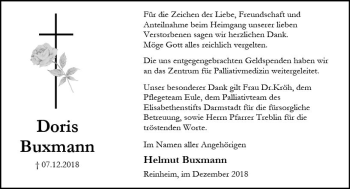 Traueranzeige von Helmut Buxmann von vrm-trauer
