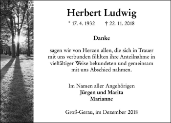Traueranzeige von Herbert Ludwig von vrm-trauer