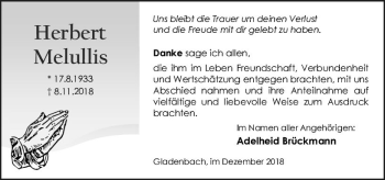 Traueranzeige von Herbert Melullis von  HA - Hinterländer Anzeiger ()